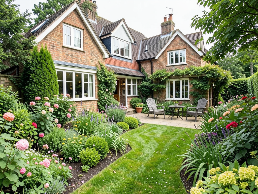 Maison avec jardin bien entretenu