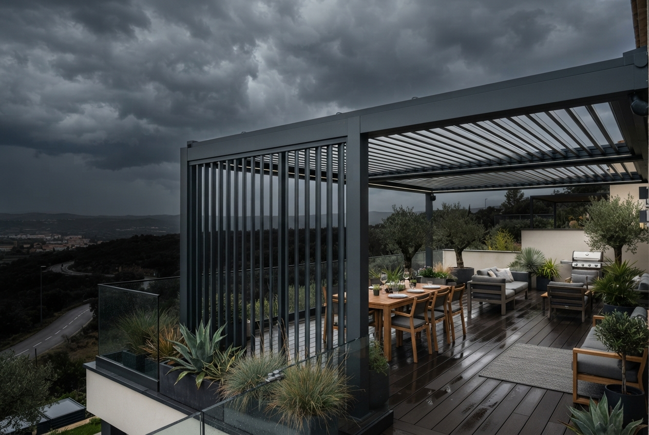 Pergola bioclimatique et tempête : que faire avant, pendant et après ?